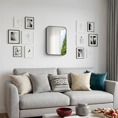 30x36 Inch Rectangle Bathroom Vanity Mirror, Black Framed Wall Mirror