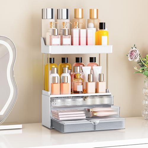 Clear Acrylic 3-Drawer & 2-Shelf Vanity Organizer - 1 Pack