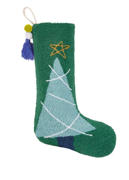 Peking Handicraft 20-inch Wool & Cotton Christmas Stocking with Pom Pom Tassel