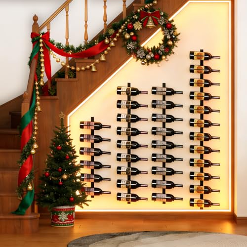 24-Bottle Wall Mounted Wine Rack, Detachable Metal Wine Storage Organizer