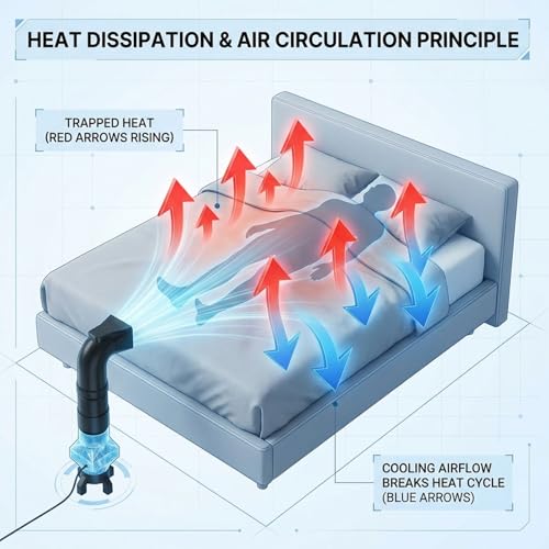 Bed Cooling System for Night Sweats | Adjustable Under-Sheet Fan