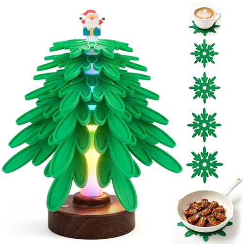 Silicone Tree Trivets Set for Hot Pots & Pans with RGB Mood Lighting