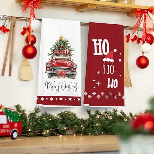 EJGFS Ho Ho Ho Christmas Kitchen Towels Set of 2, 16x24 in