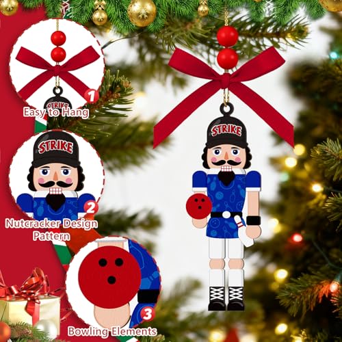 AKAIXI 4-Inch Acrylic Bowling Nutcracker Christmas Ornament for Players & Fans