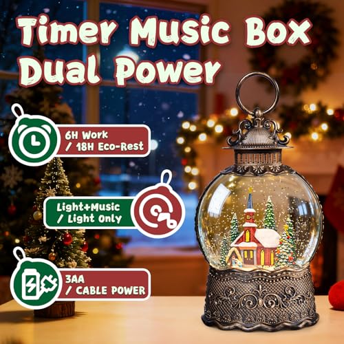 SUNFACE Christmas Snow Globe Lantern with Nativity Scene & Manger - Church Manger 125