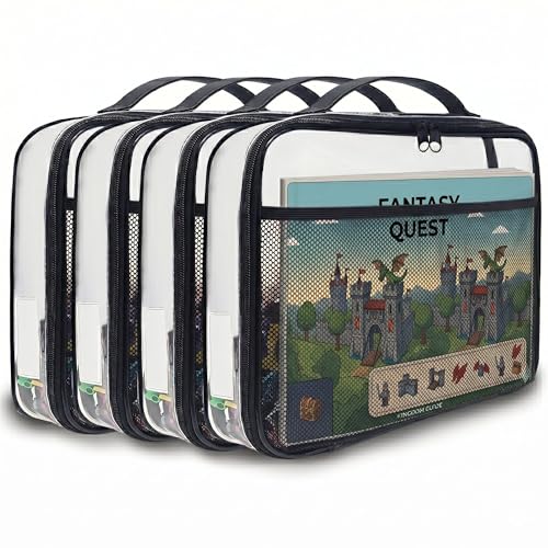 Clear Toy Storage Organizer Bags - 4 Pack PVC Case for Building Blocks