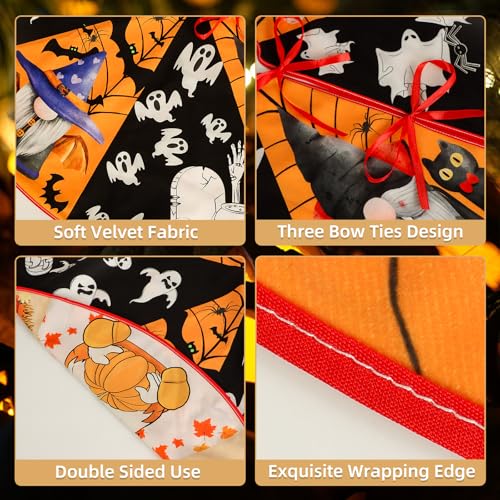 Reversible Fall Halloween Tree Skirt - 36 Inch Double Sided Holiday Mat