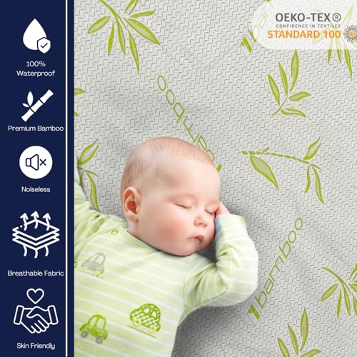 Waterproof Bamboo Queen Mattress Protector - Zippered Cooling Encasement