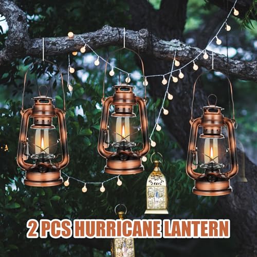 Vintage Hurricane Oil Lantern 2-Pack - 10 Inch Kerosene Lamp (Bronze)