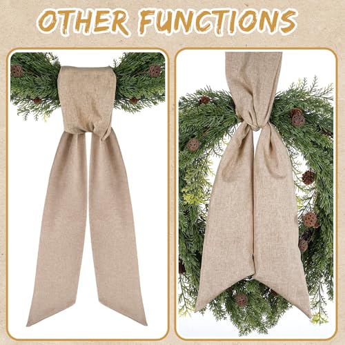 Burlap Wreath Sash 4-Pack - 55 Inch Rustic Plain Bow for Front Door