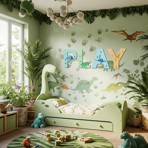 Dinosaur Theme 'Play' Wood Wall Art - 4-Piece Nursery Decor Set