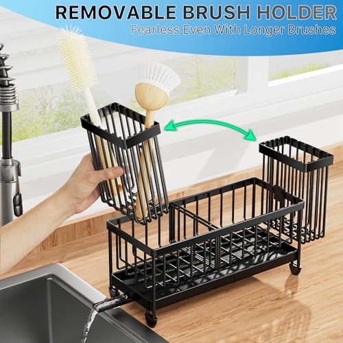 Cisily Stainless Steel Kitchen Sink Caddy Organizer with Rotatable Spout