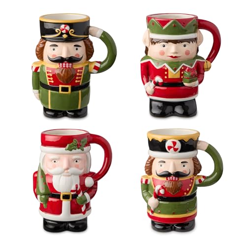 Nutcracker Parade 3D Sculpted Holiday Mugs Set of 4 – Festive