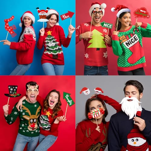 Christmas Photo Booth Props 36Pcs Holiday Party Decorations & Favors