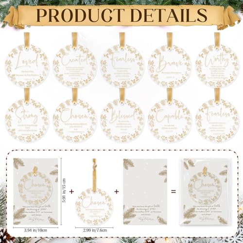 30 Sets Christian Christmas Ornaments Bulk Bible Verse Blessing Decorations