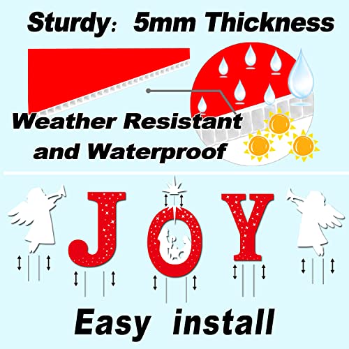 Mishunyus JOY Nativity Yard Signs - Red & White Outdoor Christmas Decor with Stakes (5 pcs)