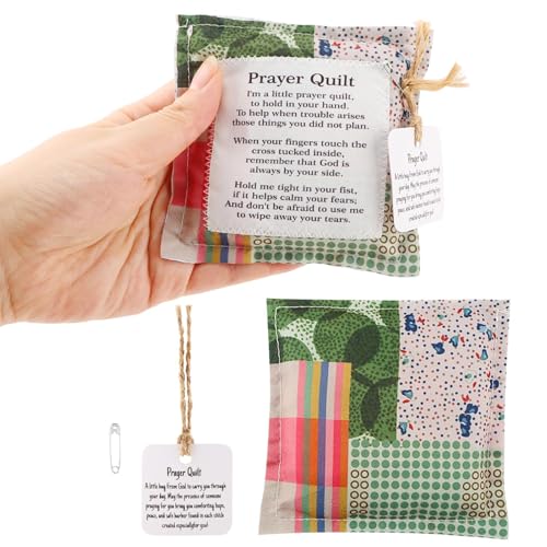 Handmade Pocket Prayer Quilt Set with Wooden Cross - 2 Pack Comfort Blanket