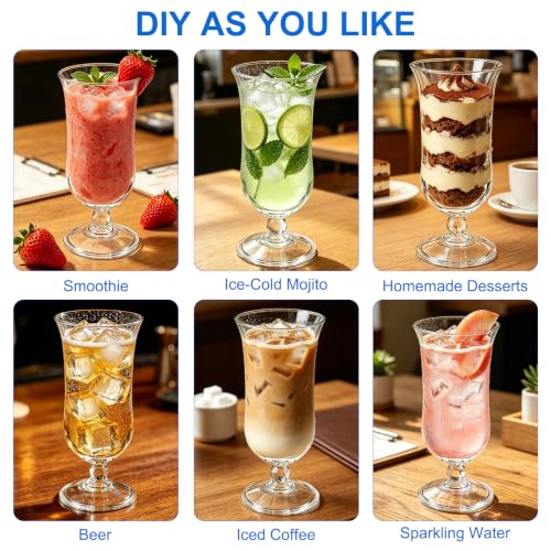 Cheardia 6-Pack Plastic Hurricane Glasses 13.5oz for Cocktails & Tropical Drinks