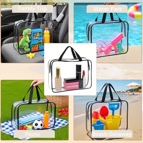 8 Pack Clear Toy Storage Bags with Labels and Zipper, Waterproof PVC