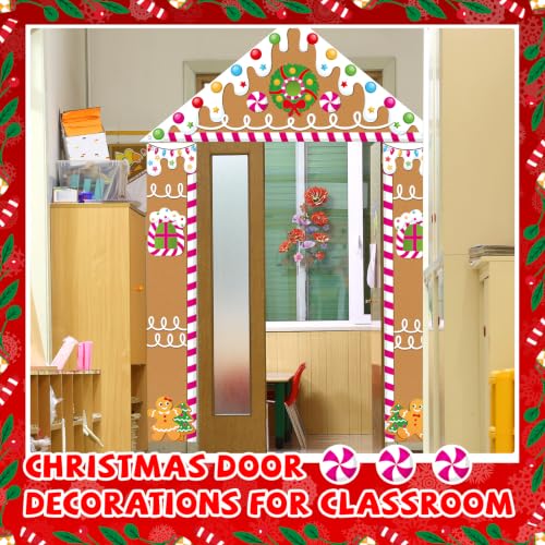 HunnmingRe Classic Style 3-Piece Christmas Gingerbread Door Banner 71 Inch Outdoor Holiday Decor