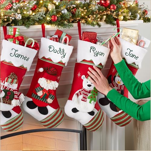 Personalized Christmas Stocking with Embroidered Name - 3D Plush Fox