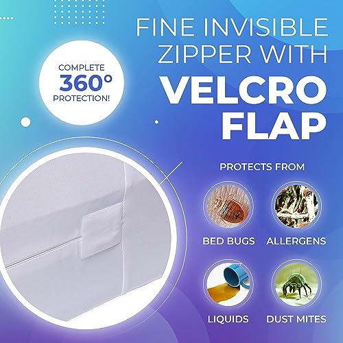 PlushDeluxe Twin XL Waterproof Mattress Encasement - Zippered 6-Sided Cover