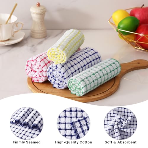 10-Pack Cotton Kitchen Dish Cloths, 12x12 Inch Absorbent Terry Dish Rags
