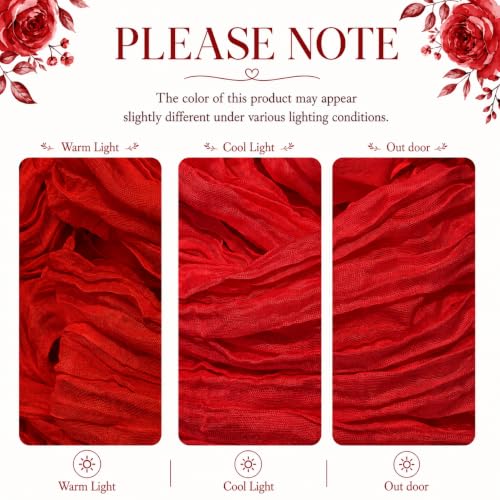Miraluna 24 Pack Red Cheesecloth Table Runner 17 x 108 Inches – Semi-Sheer Fabric for Weddings & Events