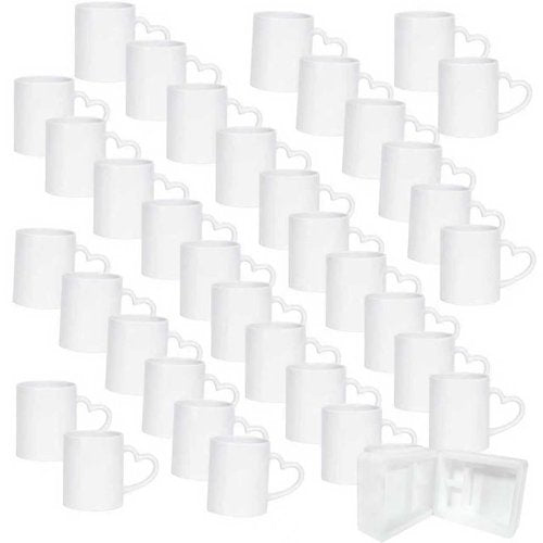 CRUMANCY 36pcs Sublimation Mugs, 11oz White Coffee Cup Set, Ceramic Coffee Mug, with Foam Box, Machine Washable, White Ceramic Cups Bulk Mugs for Tea Latte Hot Cocoa
