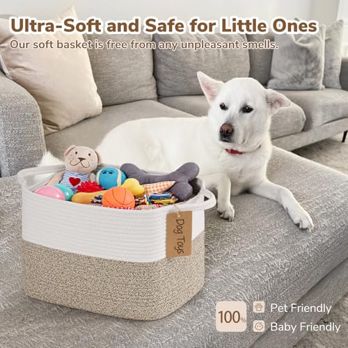 Woven Cotton Rope Storage Basket with Writable Labels 13x10x9