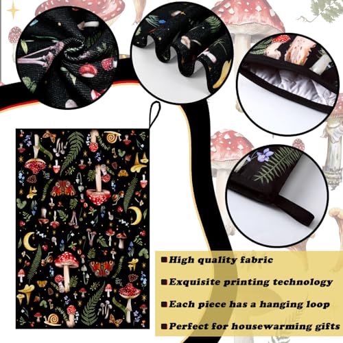 7-Piece Mushroom Kitchen Linen Set with Apron, Towels, and Oven Mitts