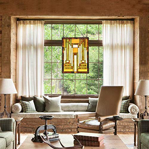 Tiffany-Style Antique Stained Glass Window Panel 22x17