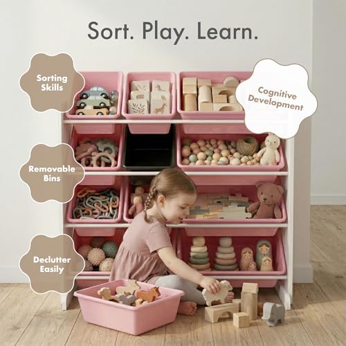 Kids Toy Organizer with 12 Removable Bins, 4-Tier Storage Shelf