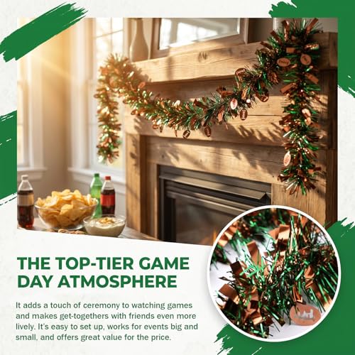 4-Pack Football Tinsel Garland - Metallic Foil Game Day Party Decor
