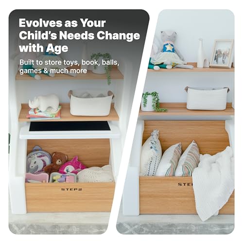Kids Toy Storage Box with Bookshelf, Chalkboard Lid, and Art Easel