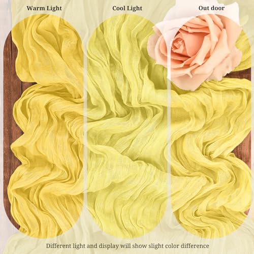 10 Pack Light Yellow Cheesecloth Table Runner 17x108 Inch Boho Gauze Linen