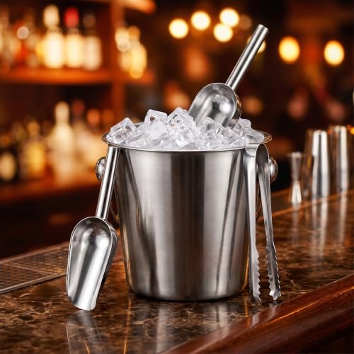 Stainless Steel Ice Scoop & Tongs Serving Set - 10 Pieces for Bars & Catering