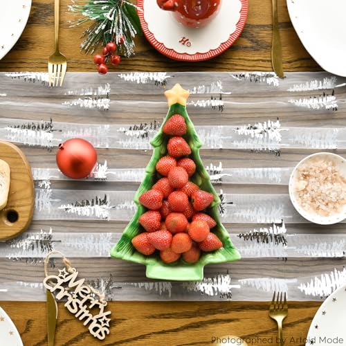 28 x 120 Inch White Silver Christmas Tree Gauze Table Runner Glitter Holiday Decor