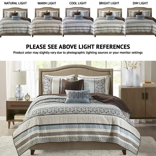 Madison Park Princeton 5-Piece Jacquard Coverlet Set - Full/Queen, Blue