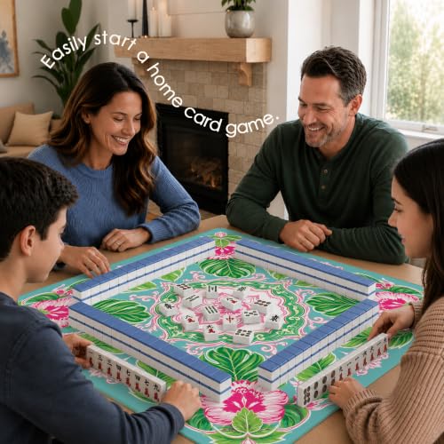 Floral Mahjong Table Mat 31.5" x 31.5" Anti-Slip Noise-Reducing Play Surface