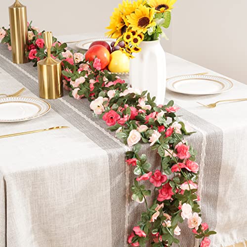 Artificial Rose Flower Garland - 2 Pcs 16.4 Ft Pink Floral Vines