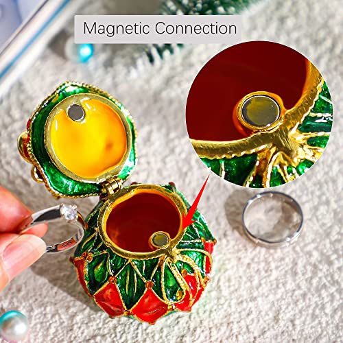 Yu Feng Christmas Ball Jewelry Trinket Box with Enamel & Gemstones