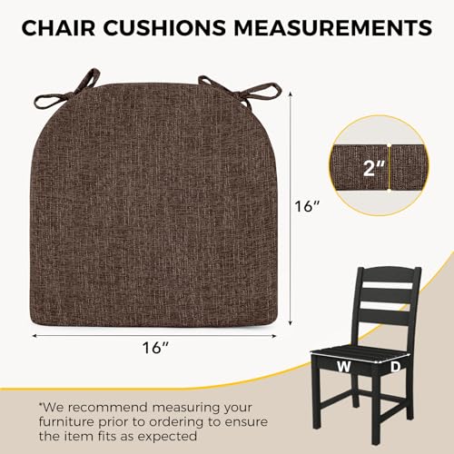 U-Shaped Foam Dining Chair Cushions, 16x16 Inch Non-Slip Pads (4 Pack)