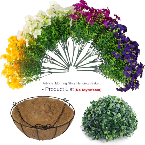 Artificial Outdoor Hanging Basket Flowers - 2 Pack UV Resistant Faux Petunias