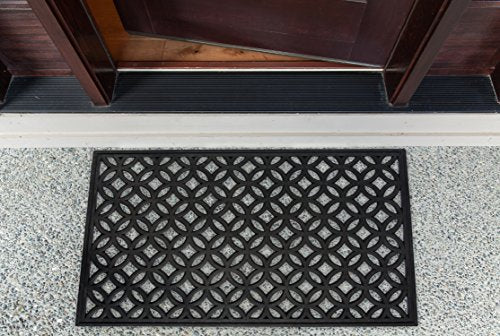 DII All-Weather Rubber Doormat 18x30 Lattice Pattern - Heavy Traffic Entryway Mat