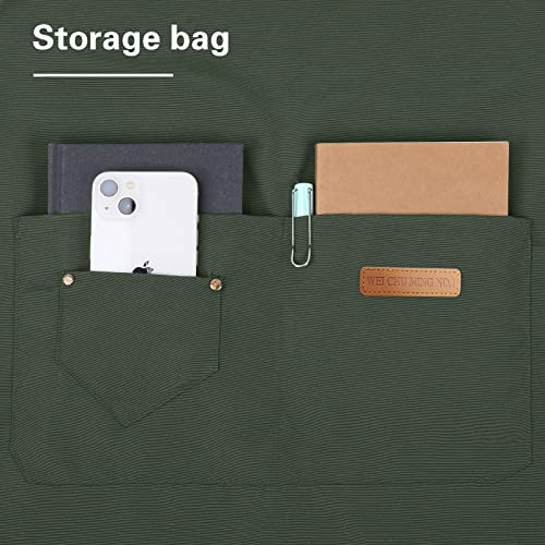 Waterproof Canvas Kitchen Apron with Pockets - Adjustable Bib for Cooking