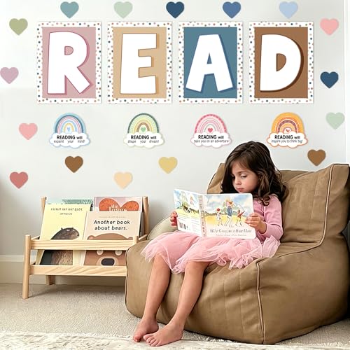 Boho Reading Corner Bulletin Board Set - 32-Piece Classroom Decor Kit