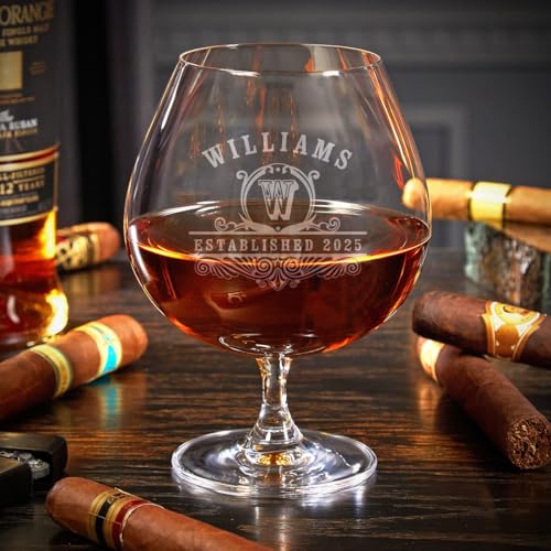 Personalized Brandy Glass Set of 1 - Signature Designs Custom Cognac Snifter
