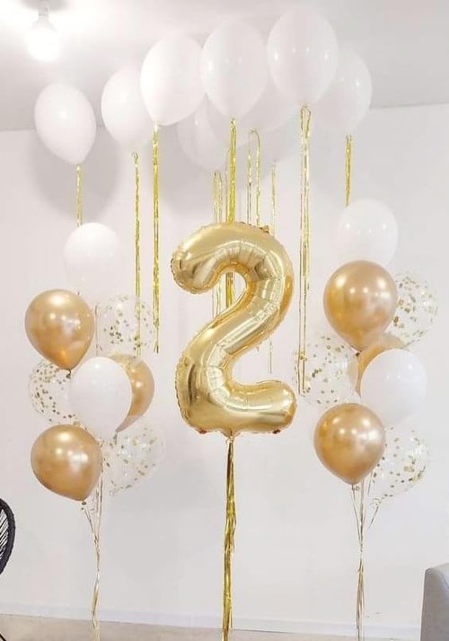 Light Gold 40-Inch Number Balloons by [Brand Name] - Perfect for 2nd, 12th, 21st Birthday Celebrations & Weddings