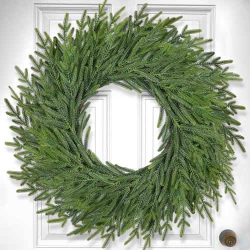 26-Inch Artificial Pine and Cedar Christmas Wreath for Front Door Decor